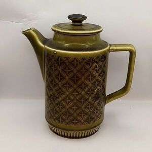 Vintage Geometric Coffee Pot Made in Japan Green